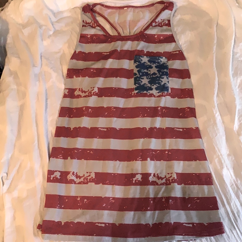 Brand Unknown: American Flag Long Tank Top! Size: L
